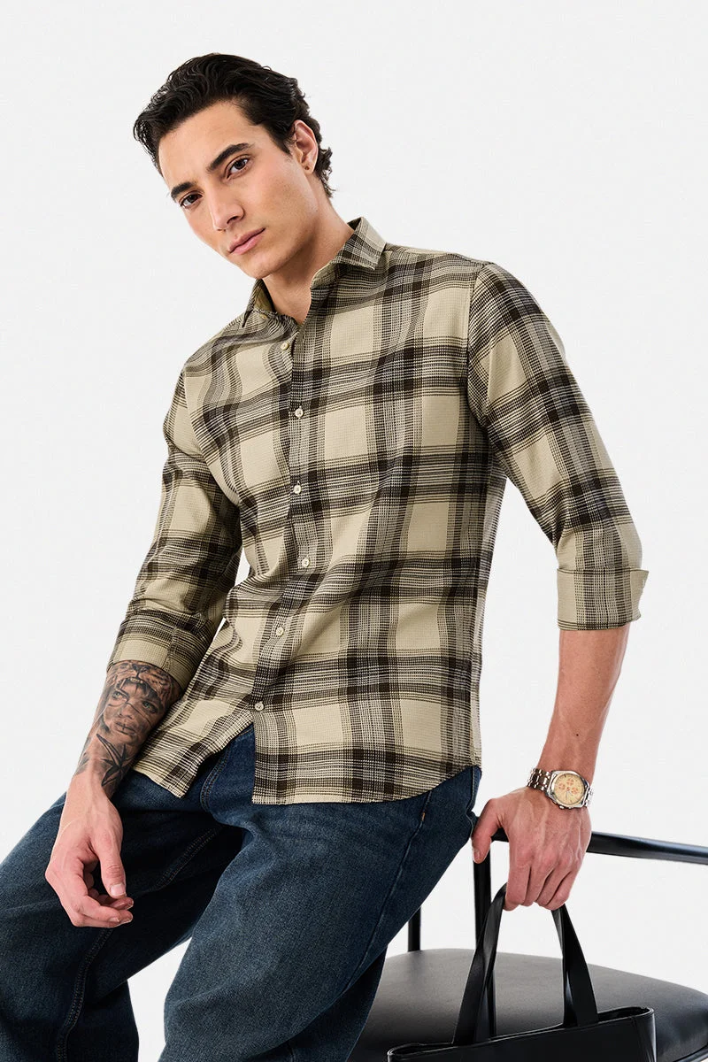 SNITCH Slim Fit Checks 100% Cotton Shirt